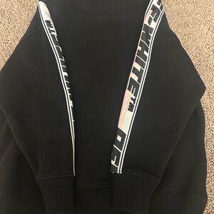 Off-White Black Crewneck Sweater with Logo Straps 4T